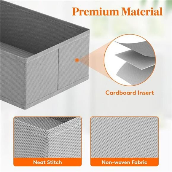 Set of 16 Closet Drawer Organizers Fabric Bins for Bras Socks Underwear - Picture 5 of 7